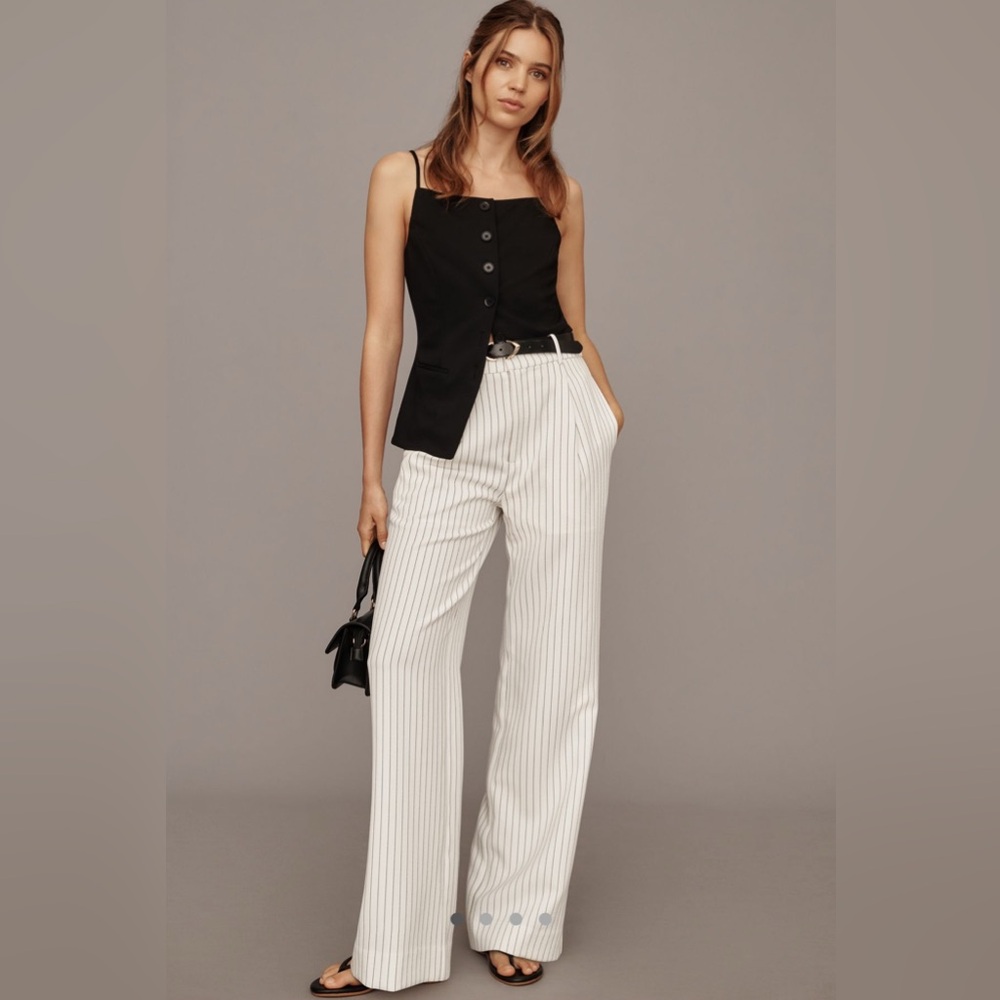 ✨NWT Anthropologie Gray Lab Pinstripe Wide Leg Trouser Pants Small✨